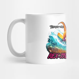 Dinosaur Surfing Funny Mug